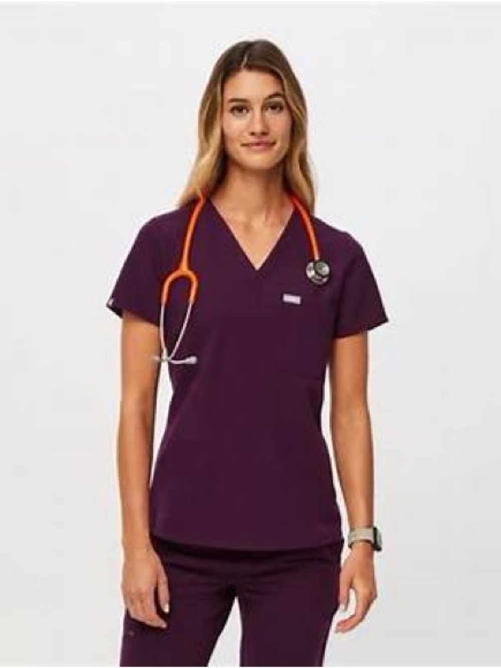 Figs Women's Catarina Scrub Top Size Small in Deep Purple